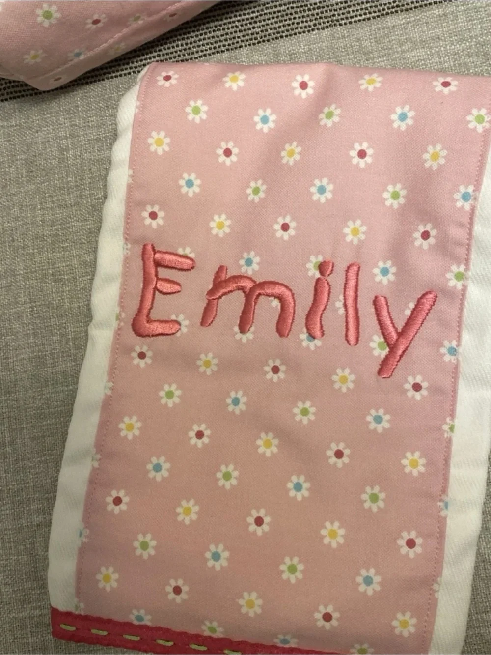 NWT Small Hand Made Diaper Bag with Bib Burp Cloth Emily Hand Sewn Baby Bag Pink